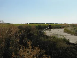 Nagylaposon száraz fű égett
