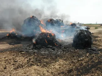 Csejt pusztán bála kazal és pótkocsi éget.